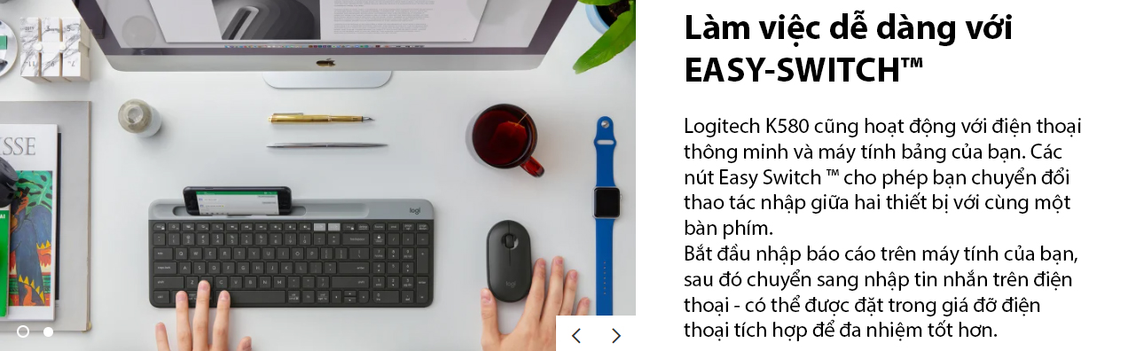 B&agrave;n ph&iacute;m kh&ocirc;ng d&acirc;y Logitech K580 Graphite (USB/Bluetooth/X&aacute;m đen) 3