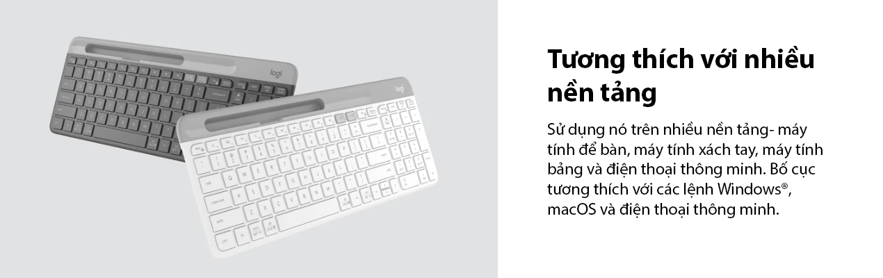 B&agrave;n ph&iacute;m kh&ocirc;ng d&acirc;y Logitech K580 Graphite (USB/Bluetooth/X&aacute;m đen) 7