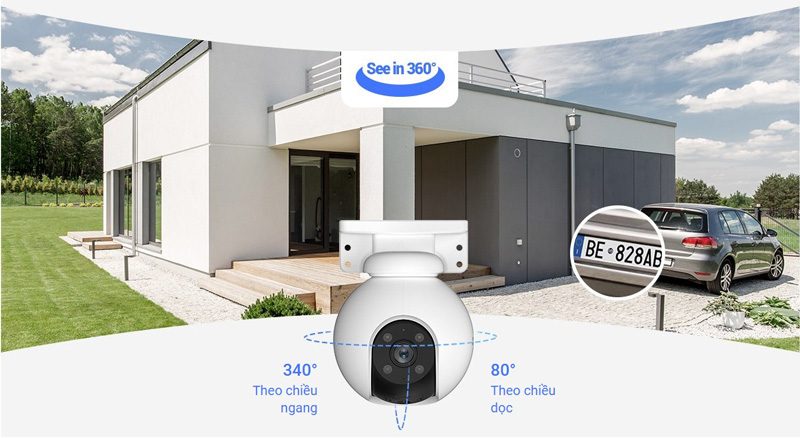 EZVIZ H8 3K - Tầm nh&igrave;n 360 độ