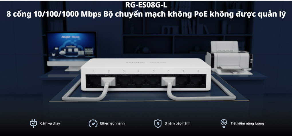 B&aacute;n Unmanaged switch 8 cổng RUIJIE RG-ES08F gi&aacute; rẻ
